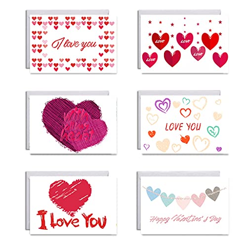 ULIJTH 6pcs/set Valentinstag Grußkarten Mit Umschlägen Aufkleber Ich Liebe Dich Karte Romantische Jubiläum Postkarten Hochzeitsfeier Vorräte von ULIJTH