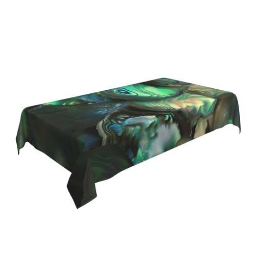 ULKMFFCF Abalone-Perlmutt-bedruckte Stoff-Tischdecke, Tischdecke, Tischdecke, Tischdecke, 228 x 152 cm, waschbar, rechteckig, Tischdecke für Küche, Esszimmer, Partys, Hochzeiten, Festivals von ULKMFFCF