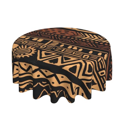 ULKMFFCF Afrikanische Schlammtuch, Tribal 1 bedruckte runde Tischdecke, Tischdecke, 152,4 cm, waschbar, Stoff-Tischdecke für Küche, Esszimmer, Partys, Hochzeiten, Festivals von ULKMFFCF