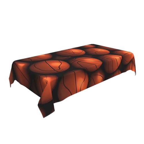 ULKMFFCF Basketball-Tischdecke, bedruckt, 228 x 152 cm, waschbar, rechteckig, Tischdecke für Küche, Esszimmer, Partys, Hochzeiten, Festivals, Orange von ULKMFFCF