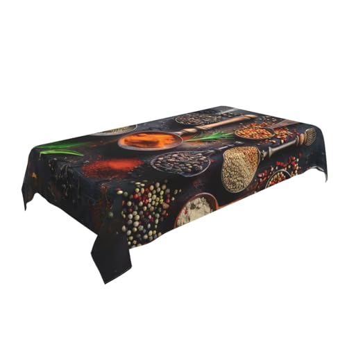 ULKMFFCF Bedruckte Stoff-Tischdecke mit Gewürzen, 228 x 152 cm, waschbar, rechteckig, Tischdecke für Küche, Esszimmer, Partys, Hochzeiten, Festivals von ULKMFFCF