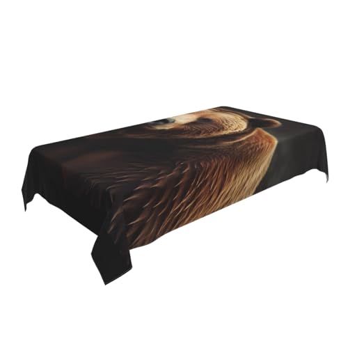 ULKMFFCF Bedruckte Stoff-Tischdecke mit Grizzlybär-Motiv, 228 x 152 cm, waschbar, rechteckig, Tischdecke für Küche, Esszimmer, Partys, Hochzeiten, Festivals von ULKMFFCF