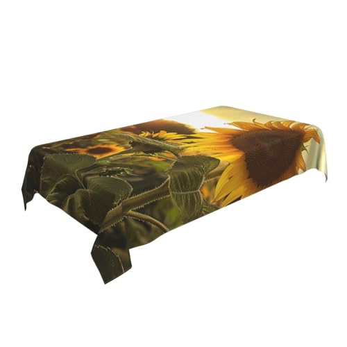 ULKMFFCF Bedruckte Stoff-Tischdecke mit Sonnenblumen, 228 x 152 cm, waschbar, rechteckig, Tischdecke für Küche, Esszimmer, Partys, Hochzeiten, Festivals von ULKMFFCF