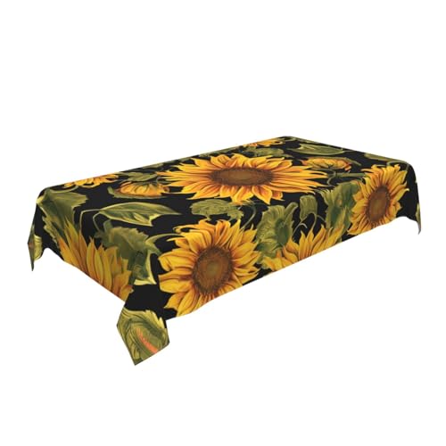 ULKMFFCF Bedruckte Stoff-Tischdecke mit Sonnenblumenmuster, 228 x 152 cm, waschbar, rechteckig, Tischdecke für Küche, Esszimmer, Partys, Hochzeiten, Festivals von ULKMFFCF