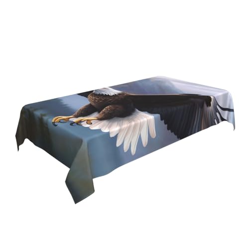 ULKMFFCF Bedruckte Stoff-Tischdecke mit fliegendem Adler, 228 x 152 cm, waschbar, rechteckig, Tischdecke für Küche, Esszimmer, Partys, Hochzeiten, Festivals von ULKMFFCF