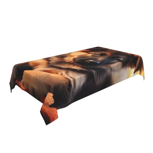 ULKMFFCF Bedruckte Stoff-Tischdecke mit süßem Schäferhund, 228 x 152 cm, waschbar, rechteckig, Tischdecke für Küche, Esszimmer, Partys, Hochzeiten, Festivals von ULKMFFCF