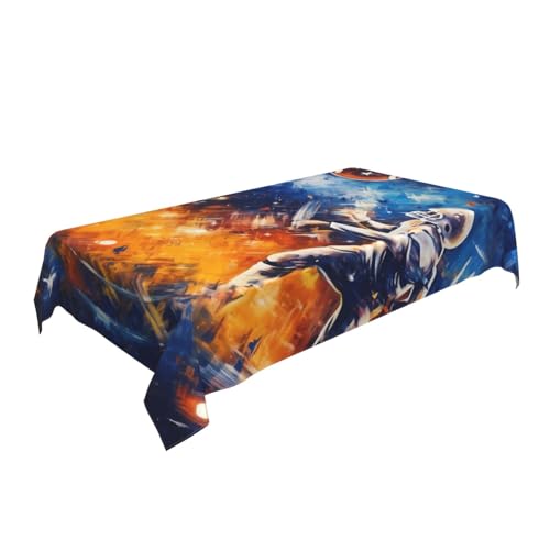 ULKMFFCF Bedruckte Stofftischdecke mit Fußball-Galaxie, Weltraumspiel, 228 x 152 cm, waschbar, rechteckig, Tischdecke für Küche, Esszimmer, Partys, Hochzeiten, Festivals von ULKMFFCF