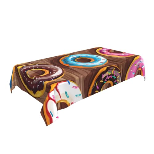 ULKMFFCF Bunte Stoff-Tischdecke mit Cartoon-Donuts, 228 x 152 cm, waschbar, rechteckig, Tischdecke für Küche, Esszimmer, Partys, Hochzeiten, Festivals von ULKMFFCF