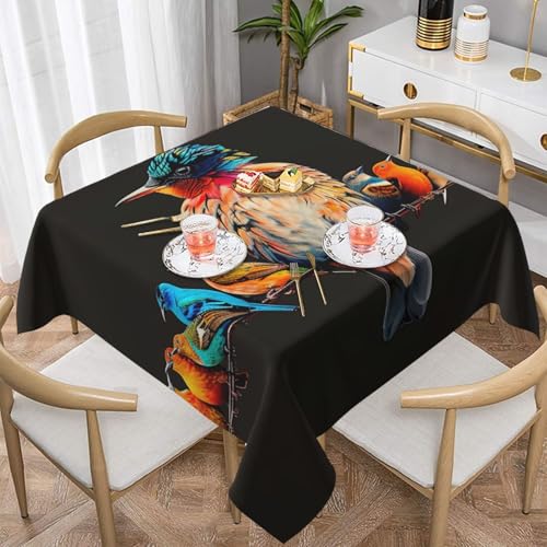 ULKMFFCF Bunte Tischdecke, bedruckt, quadratisch, 137 x 137 cm, waschbar, Stoff-Tischdecke, dekorativ für Küche, Esszimmer, Partys, Hochzeiten, Festivals von ULKMFFCF