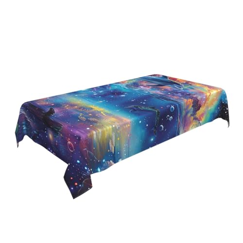 ULKMFFCF Farbige Tischdecke aus Stoff, Motiv: Delfin, 228 x 152 cm, waschbar, rechteckig, Tischdecke für Küche, Esszimmer, Partys, Hochzeiten, Festivals von ULKMFFCF