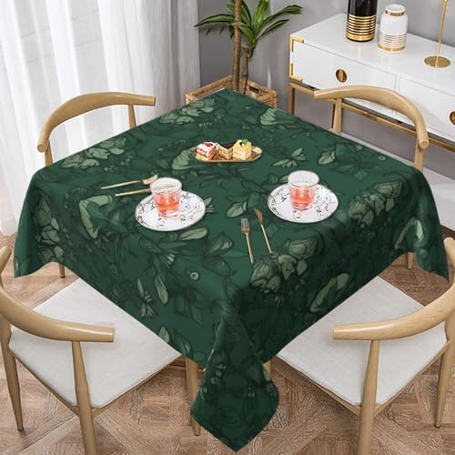 ULKMFFCF Hunter Tischdecke mit grünem Blumenmuster, bedruckt, quadratisch, 152 x 152 cm, waschbare Stoff-Tischdecke, dekorativ für Küche, Esszimmer, Partys, Hochzeiten, Festivals von ULKMFFCF