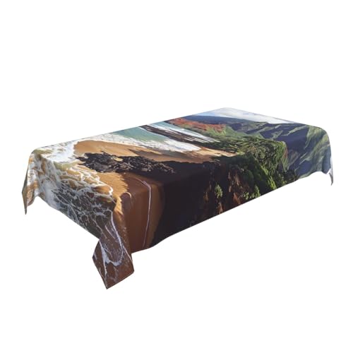 ULKMFFCF Kauai Hawaii Tischdecke mit Meeresküstenmotiv, bedruckt, 228 x 152 cm, waschbar, rechteckig, Tischdecke für Küche, Esszimmer, Partys, Hochzeiten, Festivals von ULKMFFCF