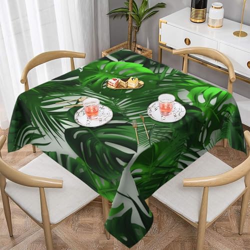 ULKMFFCF Monstera Tischdecke mit Bananenpalmenblättern, bedruckt, quadratisch, 137 x 137 cm, waschbare Stoff-Tischdecke, dekorativ für Küche, Esszimmer, Partys, Hochzeiten, Festivals von ULKMFFCF