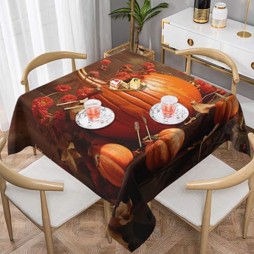 ULKMFFCF Quadratische Tischdecke, Kürbis, bedruckt, 137 x 137 cm, waschbare Stoff-Tischdecke, dekorativ für Küche, Esszimmer, Partys, Hochzeiten, Festivals von ULKMFFCF