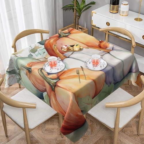 ULKMFFCF Quadratische Tischdecke mit Aquarell-Kürbis-Druck, 152 x 152 cm, waschbare Stoff-Tischdecke, dekorativ für Küche, Esszimmer, Partys, Hochzeiten, Festivals von ULKMFFCF