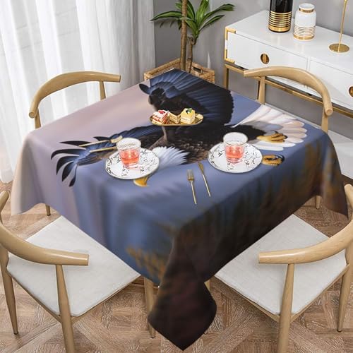 ULKMFFCF Quadratische Tischdecke mit Glatzenadler, bedruckt, 137 x 137 cm, waschbare Stoff-Tischdecke, dekorativ für Küche, Esszimmer, Partys, Hochzeiten, Festivals von ULKMFFCF