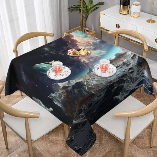 ULKMFFCF Quadratische Tischdecke mit Grafik-Universum, Weltraum, bedruckt, 152 x 152 cm, waschbare Stoff-Tischdecke, dekorativ für Küche, Esszimmer, Partys, Hochzeiten, Festivals von ULKMFFCF