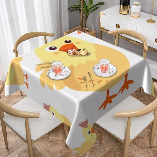 ULKMFFCF Quadratische Tischdecke mit Huhn-Motiv, bedruckt, 152 x 152 cm, waschbare Stoff-Tischdecke, dekorativ für Küche, Esszimmer, Partys, Hochzeiten, Festivals von ULKMFFCF