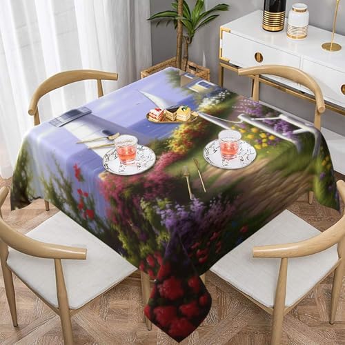 ULKMFFCF Quadratische Tischdecke mit Meeresmotiv, 137 x 137 cm, waschbare Stoff-Tischdecke, dekorativ für Küche, Esszimmer, Partys, Hochzeiten, Festivals von ULKMFFCF