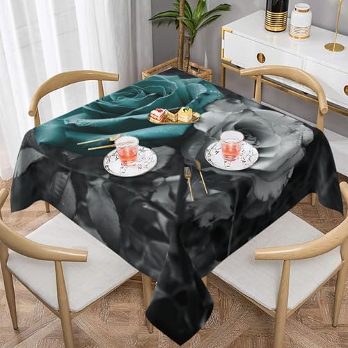 ULKMFFCF Quadratische Tischdecke mit Rosen-Druck, 137 x 137 cm, waschbare Stoff-Tischdecke, dekorativ für Küche, Esszimmer, Partys, Hochzeiten, Festivals von ULKMFFCF