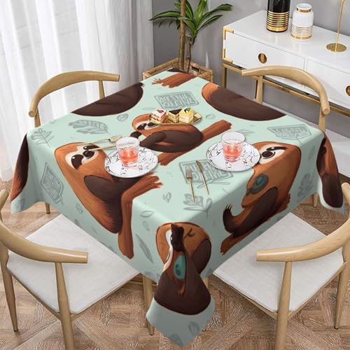 ULKMFFCF Quadratische Tischdecke mit Tierdruck, 152 x 152 cm, waschbar, Stoff-Tischdecke, dekorativ für Küche, Esszimmer, Partys, Hochzeiten, Festivals, Braun von ULKMFFCF