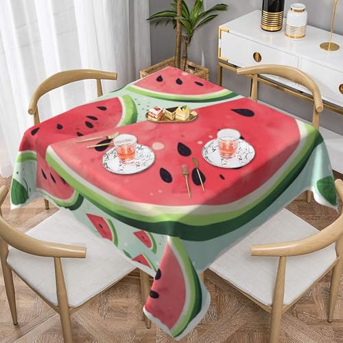 ULKMFFCF Quadratische Tischdecke mit Wassermelonen-Motiv, bedruckt, 152 x 152 cm, waschbare Stoff-Tischdecke, dekorativ für Küche, Esszimmer, Partys, Hochzeiten, Festivals von ULKMFFCF