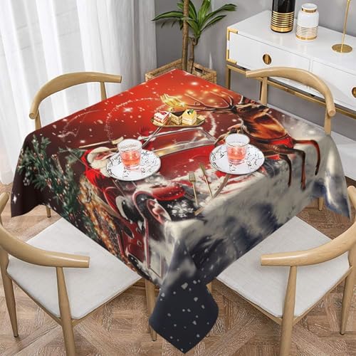 ULKMFFCF Quadratische Tischdecke mit Weihnachtsmann-Motiv, 137 x 137 cm, waschbare Stoff-Tischdecke, dekorativ für Küche, Esszimmer, Partys, Hochzeiten, Festivals von ULKMFFCF