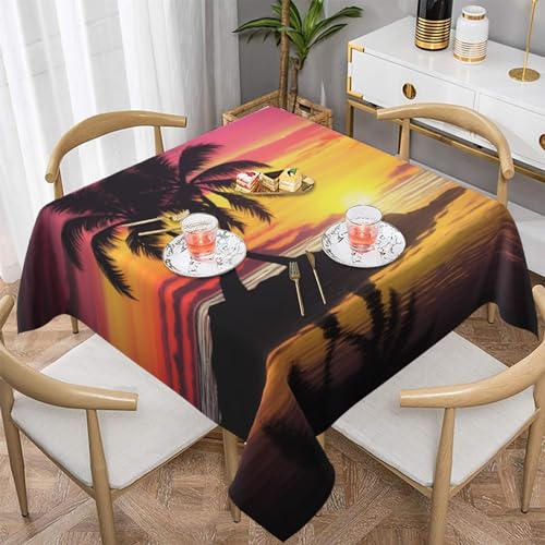 ULKMFFCF Quadratische Tischdecke mit tropischer Palme, bedruckt, 152 x 152 cm, waschbare Stoff-Tischdecke, dekorativ für Küche, Esszimmer, Partys, Hochzeiten, Festivals von ULKMFFCF