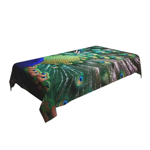 ULKMFFCF Schöne Tischdecke mit Pfauenmuster, 228 x 152 cm, waschbar, rechteckig, Tischdecke für Küche, Esszimmer, Partys, Hochzeiten, Festivals von ULKMFFCF