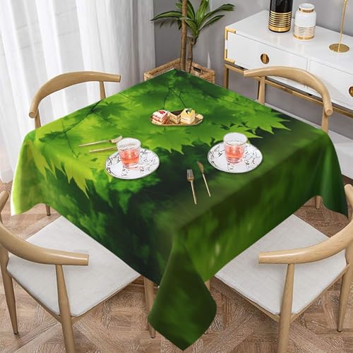 ULKMFFCF Schöne grüne Tischdecke, bedruckt, quadratisch, 152 x 152 cm, waschbar, Stoff-Tischdecke, dekorativ für Küche, Esszimmer, Partys, Hochzeiten, Festivals von ULKMFFCF