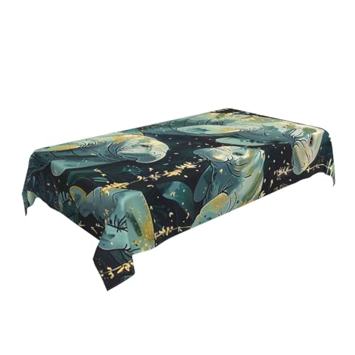 ULKMFFCF Stoff-Tischdecke mit Kalbmotiven, waschbar, rechteckig, für Küche, Esszimmer, Partys, Hochzeiten, Festivals, 228 x 152 cm von ULKMFFCF