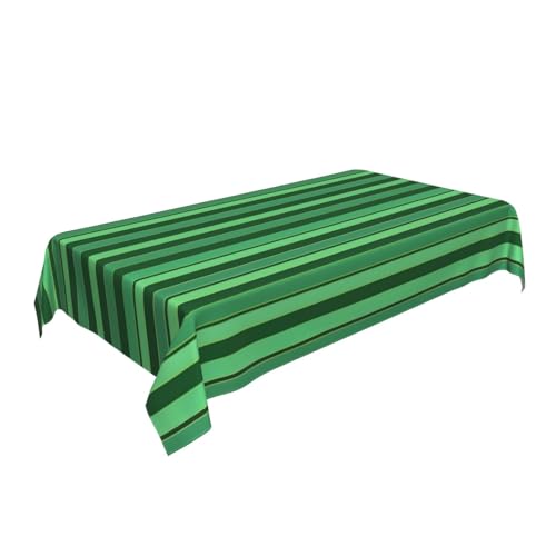 ULKMFFCF Tischdecke, klassisch, grün gestreift, bedruckt, 228 x 152 cm, waschbar, rechteckig, Tischdecke für Küche, Esszimmer, Partys, Hochzeiten, Festivals von ULKMFFCF