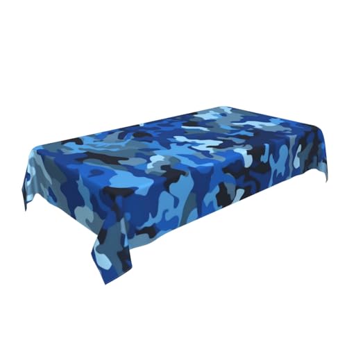 ULKMFFCF Tischdecke aus Stoff, mit Tarnmuster, waschbar, rechteckig, für Küche, Esszimmer, Partys, Hochzeiten, Festivals, 228 x 152 cm, Blau von ULKMFFCF