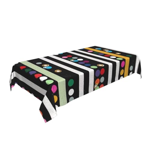 ULKMFFCF Tischdecke mit Glitzer-Regenbogen-Punkten, schwarz und weiß, 2 bedruckte Stoff-Tischdecke, 228 x 152 cm, waschbar, rechteckig, Tischdecke für Küche, Esszimmer, Partys, Hochzeiten, Festivals von ULKMFFCF