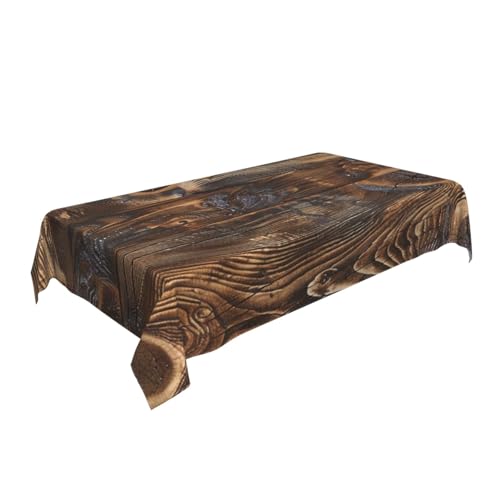 ULKMFFCF Tischdecke mit Holzdruck, braun, 228 x 152 cm, waschbar, rechteckig, Tischdecke für Küche, Esszimmer, Partys, Hochzeiten, Festivals von ULKMFFCF