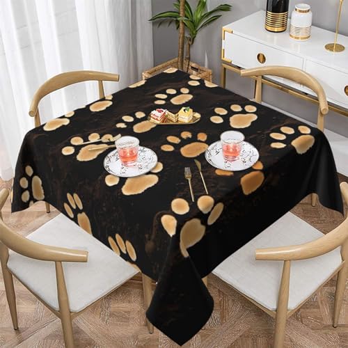 ULKMFFCF Tischdecke mit Hunde-Fußabdruck, bedruckt, quadratisch, 137 x 137 cm, waschbar, Stoff-Tischdecke, dekorativ für Küche, Esszimmer, Partys, Hochzeiten, Festivals von ULKMFFCF