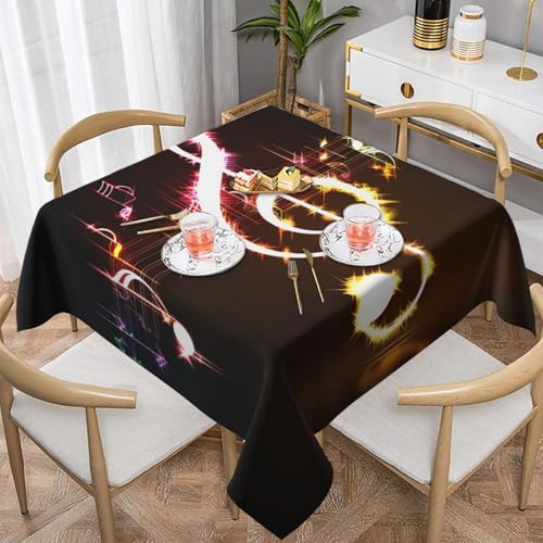 ULKMFFCF Tischdecke mit Musiknoten-Motiv, bedruckt, quadratisch, 137 x 137 cm, waschbare Stoff-Tischdecke, dekorativ für Küche, Esszimmer, Partys, Hochzeiten, Festivals von ULKMFFCF