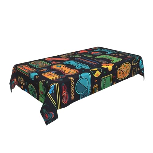 ULKMFFCF Tischdecke mit Spiel-Videospiel-Muster, bedruckt, 228 x 152 cm, waschbar, rechteckig, Tischdecke für Küche, Esszimmer, Partys, Hochzeiten, Festivals von ULKMFFCF