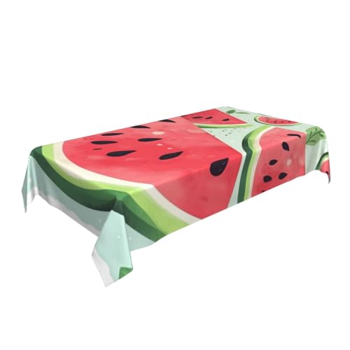 ULKMFFCF Wassermelonen-Tischdecke mit frischem Obst, bedruckt, 228 x 152 cm, waschbar, rechteckig, Tischdecke für Küche, Esszimmer, Partys, Hochzeiten, Festivals von ULKMFFCF