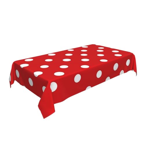 ULKMFFCF Weiße Tischdecke mit Punktemuster, 228 x 152 cm, waschbar, rechteckig, Tischdecke für Küche, Esszimmer, Partys, Hochzeiten, Festivals von ULKMFFCF