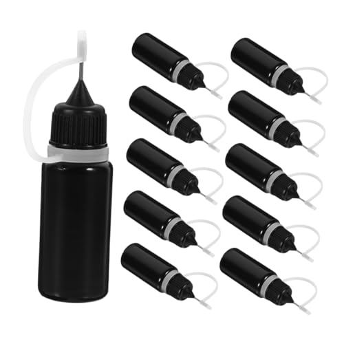 ULTECHNOVO 15st Wasserabfüllung Kleben Kleberspender- Quilling-zubehör -kleberflasche Mit Präzisionsspitze Mini-nadelspitzen-kleberflasche Ölnadelflasche Plastik Black von ULTECHNOVO