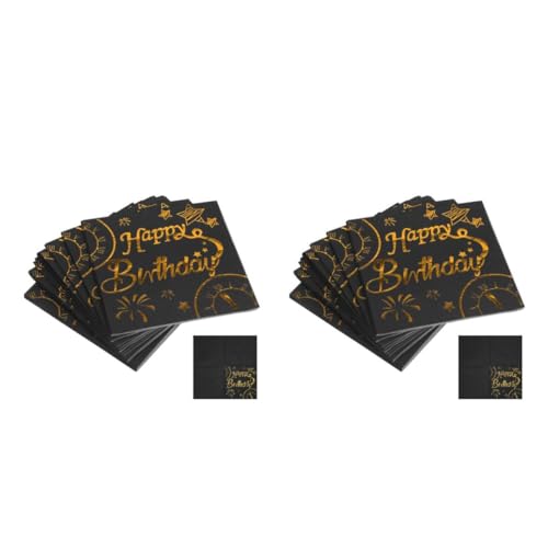 ULTECHNOVO 2 Sätze Geburtstagsserviette Servietten Für Die Party Geburtstagsfeier Serviette Alles Zum Geburtstag Servietten Geburtstags-cocktailservietten Papier Black 50 Stück * 2 von ULTECHNOVO