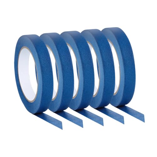 ULTECHNOVO 5 Rollen Wandklebeband farbiges Malerband Klebeband für Wände, keine Beschädigung der Farbe farbiges Abdeckband dekoratives Klebeband Farbband Malerbandfarben farbiges Band Blue von ULTECHNOVO