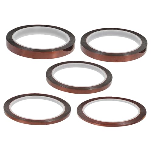 ULTECHNOVO 5 Rollen hitzebeständiges Klebeband Heizband wasserdichtes Band maskierender Meister Band mit hoher Hitze Sublimationswärmeband Hochtemperaturklebeband PI-Polyimidmembran Coffee von ULTECHNOVO