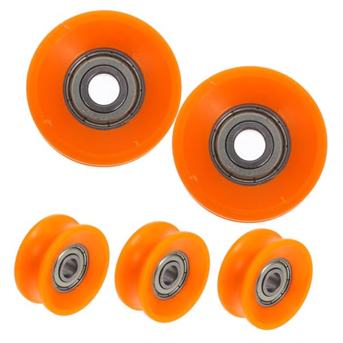 ULTECHNOVO 5 Stk Rolle Rolllager Rillenrad Möbelbeschläge Türriemenscheibe Hardware für Küchenschränke Rolltor-Riemenscheibe Beschläge für Schiebetüren im Kleiderschrank Nylon Orange von ULTECHNOVO