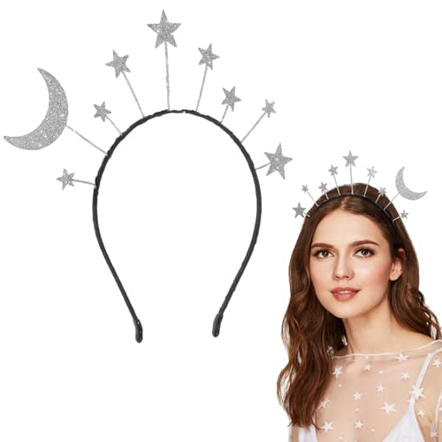 ULTECHNOVO 8Pcs Moon Star Stirnband Haarzubehör Silber Kopfbedeckung Kostüm Von Glitzerkronen Für Mädchen Frauen Prinzessin Hochzeits Geburtstagsfeier Ramadan von ULTECHNOVO