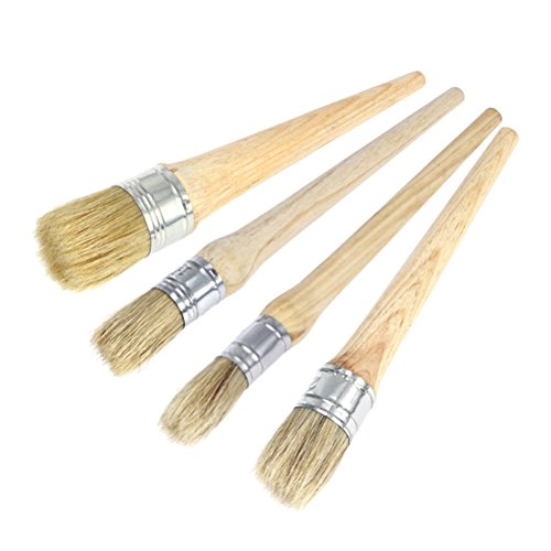 4 Kreide Farbe Wachs Pinsel Professionelle Malerei Waxing Bürste mit Naturborsten für Möbel Schablonen Home Decor (20 cm 25 cm 30 cm 40 cm) von ULTNICE