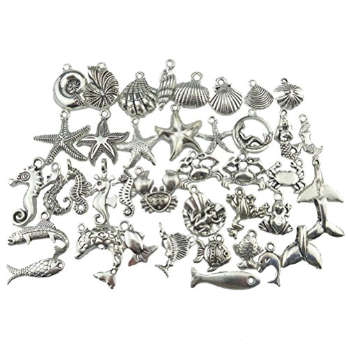 ultnice Jewelry Anhänger Delfin Fisch Muschel Frosch Anhänger DIY für Schmuckherstellung und, silber 40 Stück von ULTNICE