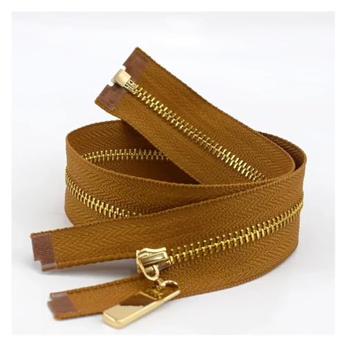 ReißVerschluss 3Pcs 3 # Metall Reißverschlüsse 40/50/60/70cm Offene Auto Lock Zipper for Taschen tasche Kleidung Zip Reparatur Kit DIY Nähen Zubehör FüR Jacken, Taschen(AP392-BrownGold,60CM_NO3-3PCS) von ULYTMMJG