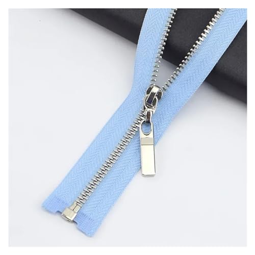 ReißVerschluss 3Pcs 3 # Metall Reißverschlüsse 40/50/60/70cm Offene Auto Lock Zipper for Taschen tasche Kleidung Zip Reparatur Kit DIY Nähen Zubehör FüR Jacken, Taschen(AP392-LightBueSilver,50CM_NO3-3 von ULYTMMJG